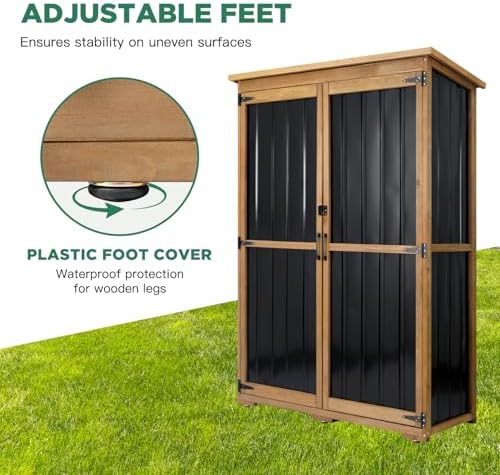 Outdoor Storage Cabinet Waterproof with Shelves, Outdoor Storage Shed Garage ...