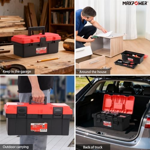 MAXPOWER 2-Pc Plastic Tool Box, 12" Small & 17" Portable Toolbo...