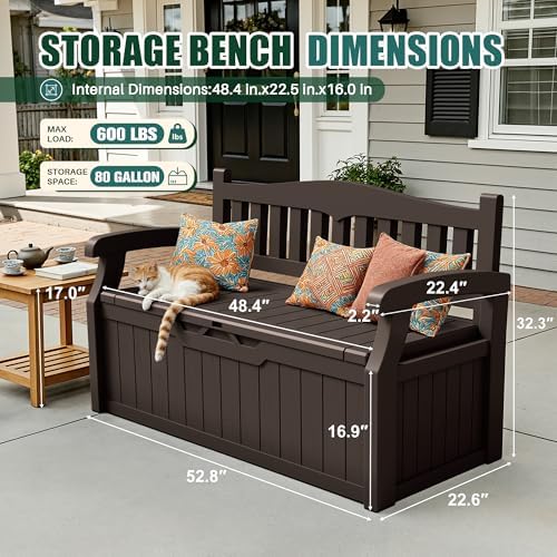 Devoko 80 Gallon Storage Bench Deck Box Waterproof&Lockable