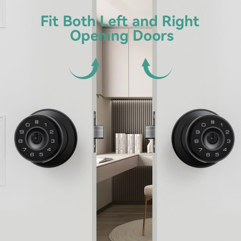 Fingerprint Door Lock,4 in 1 Smart Door Knob with Keypad Code,Biometric &...