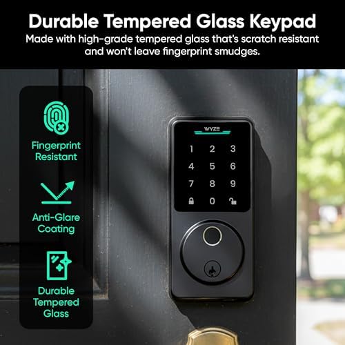 Wyze Auto-Lock Bolt v2, Fingerprint Keyless Entry Smart Lock, AI Learning Sca...