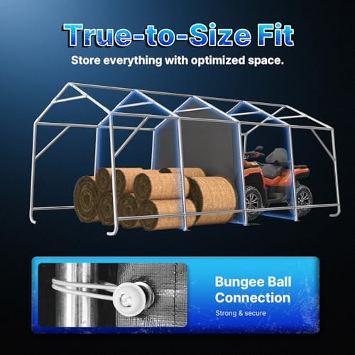 ADVANCE OUTDOOR 10X20 ft Carport Heavy Duty Outdoor Patio Portable Canopy Sto...
