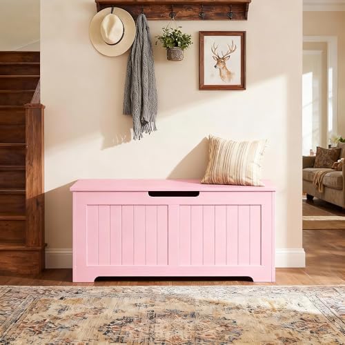 SUPER DEAL Storage Chest, 39 inches Chest Box Organizer with 2 Safety Hinges,...