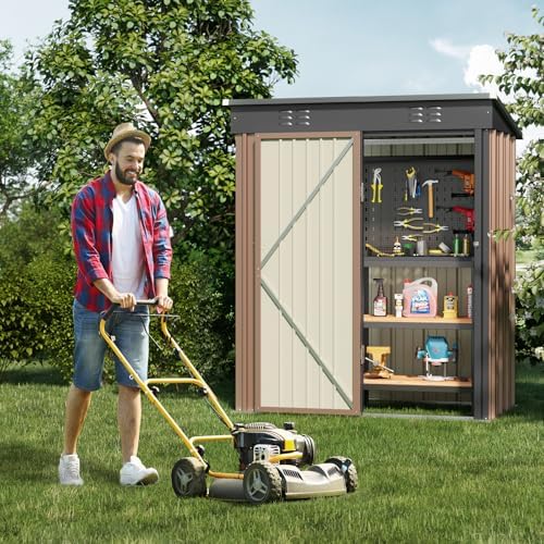Bealife Metal Garden Tool Shed, Galvanised Steel Tool Shed, Outdoor Storage S...