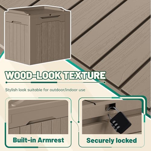 Devoko 30 Gallon Resin Deck Box 2 Pack Outdoor Indoor Waterproof Storage Box ...