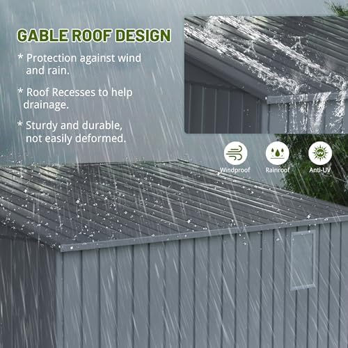 Domi Outdoor Storage Shed 11'x12.5', Metal Sheds Storage House with L...