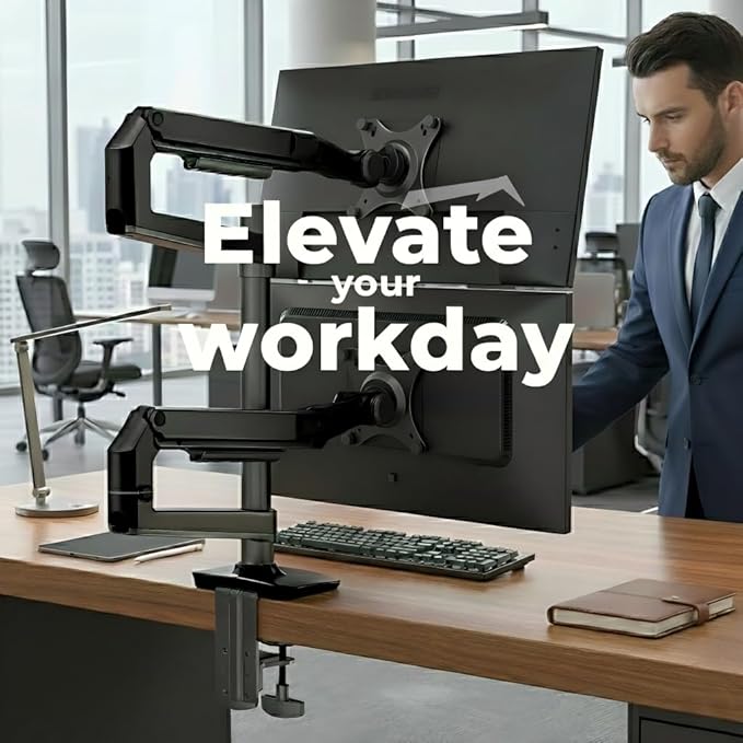 Ergounion Dual Monitor Mount, Holds Screens up to 40 Inches and 25 lbs