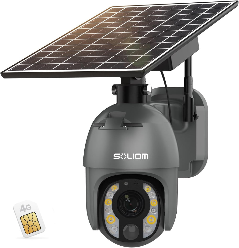 SOLIOM 5MP 4G LTE Cellular Security Camera Outdoor, 10X Optical Zoom