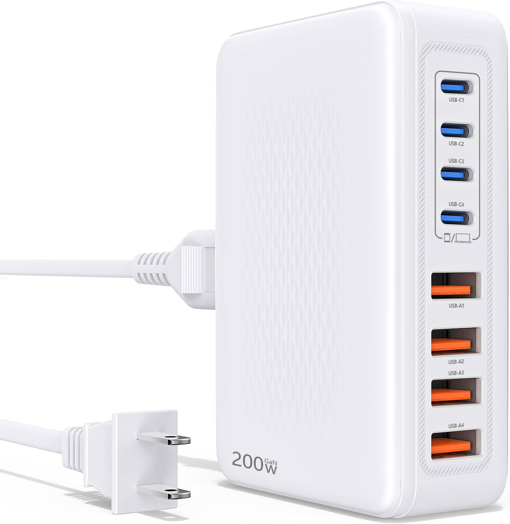 200W USB C Charging Station, 8-Port GaN USB C Charger Block, PD 65W Desktop