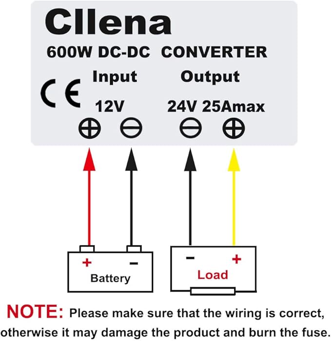 Cllena DC/DC 12V to 24V Boost Converter 25A 600W Step Up Voltage Regulator