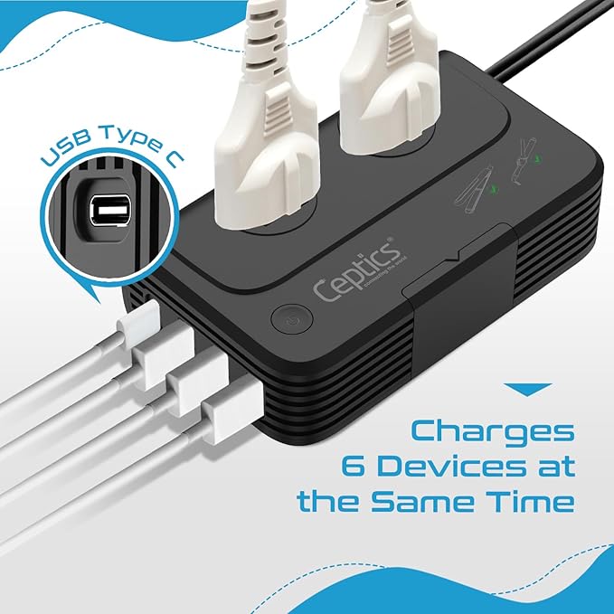 Ceptics - 6 in 1 Travel Adapter and Voltage Converter, 220V to 110V Converter