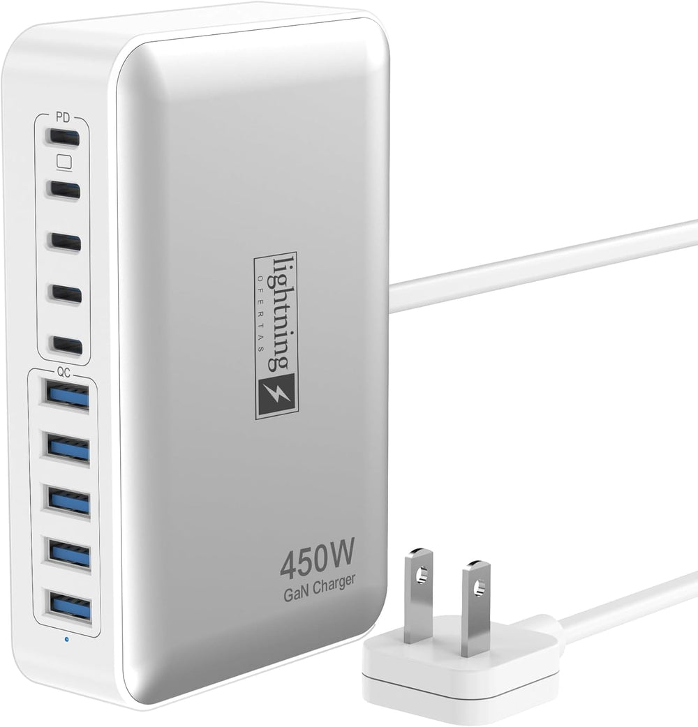 USB C Charger Hub 450W, 10 Ports Charging Station