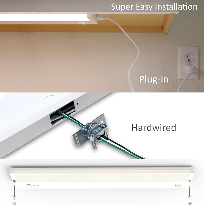 Leetdud Under Cabinet Lighting Plug in or Hardwired Built-in Dimmer, 40 Inch 20W