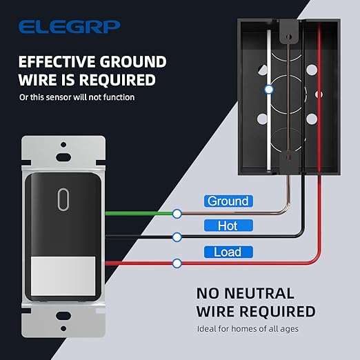 ELEGRP Occupancy Motion Sensor Light Switch, PIR Infrared Motion Activated Wa...