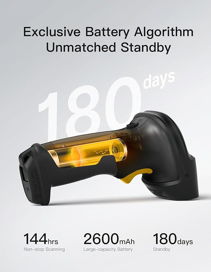 Inateck 2D Barcode Scanner, Wireless Bluetooth QR Code Scanner