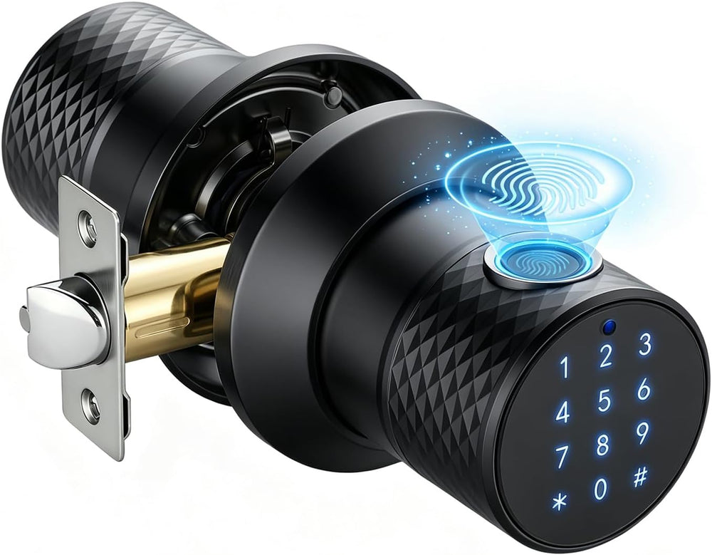 Smart Fingerprint Door Lock,Keypad Door Knob with App for Bedroom