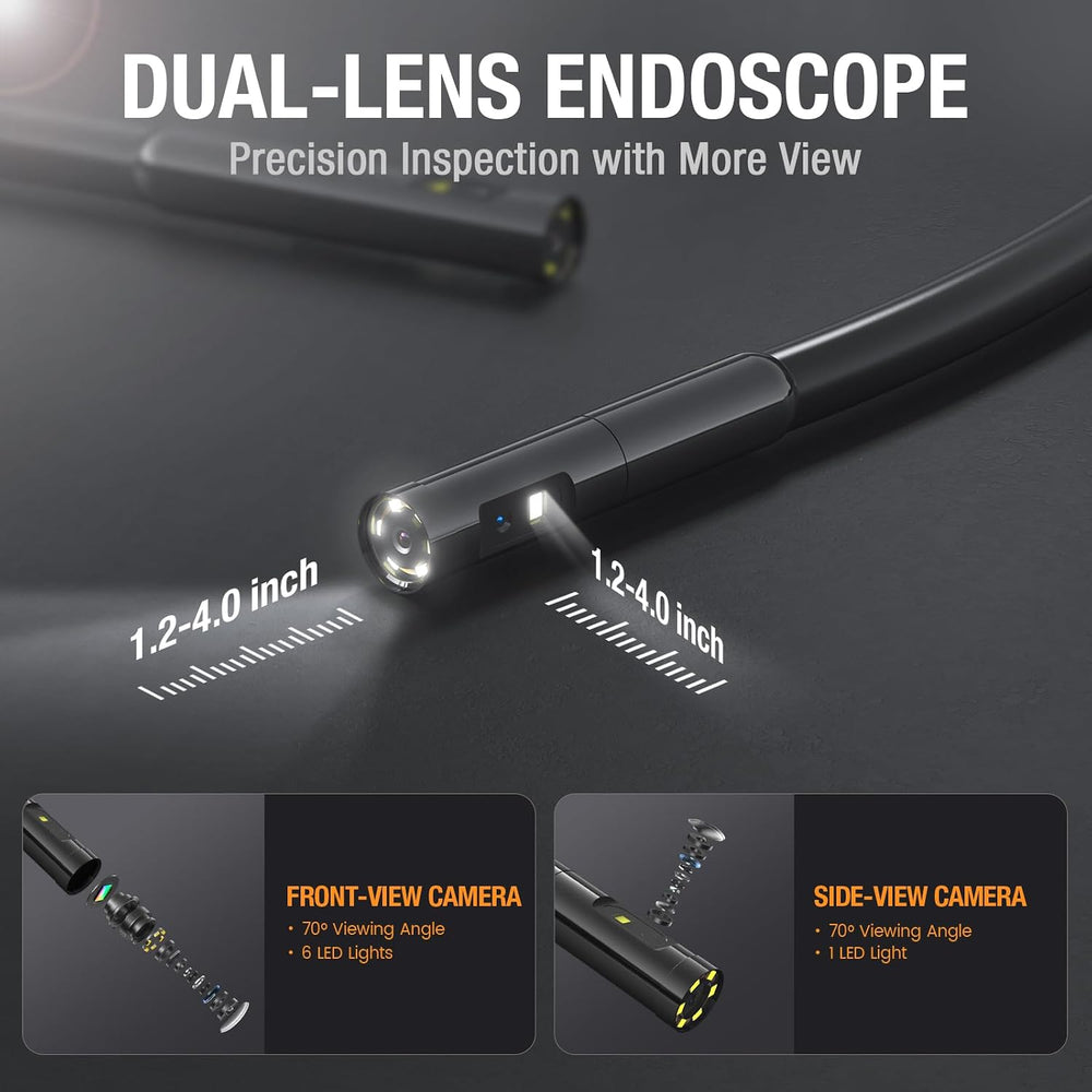 Dual Lens Endoscope with Light, Teslong MS450 Automotive Mechanic Borescope