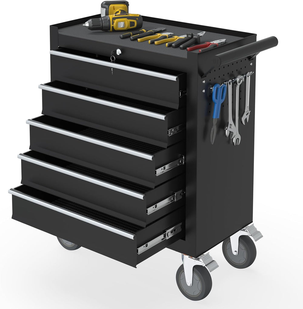 5 Drawers Rolling Tool Chest with Wheels, Portable Rolling Tool Boxes with Wh...