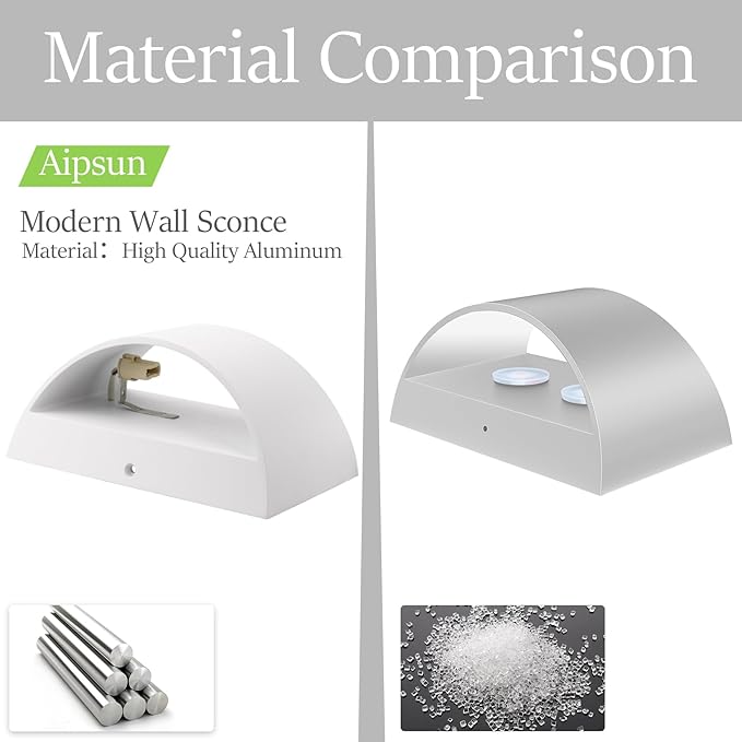 Aipsun 4 Pack Aluminum Modern Indoor LED Wall Sconce Hardwired Interior Wall