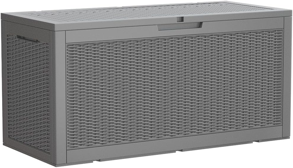 Devoko 95 Gallon Deck Box Large Resin Outdoor Storage Box, Waterproof and UV ...