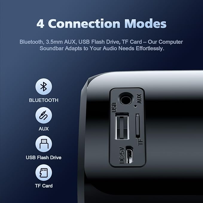 Computer Speakers for Desktop PC, HiFi Stereo Poratble 5.3 Bluetooth Computer