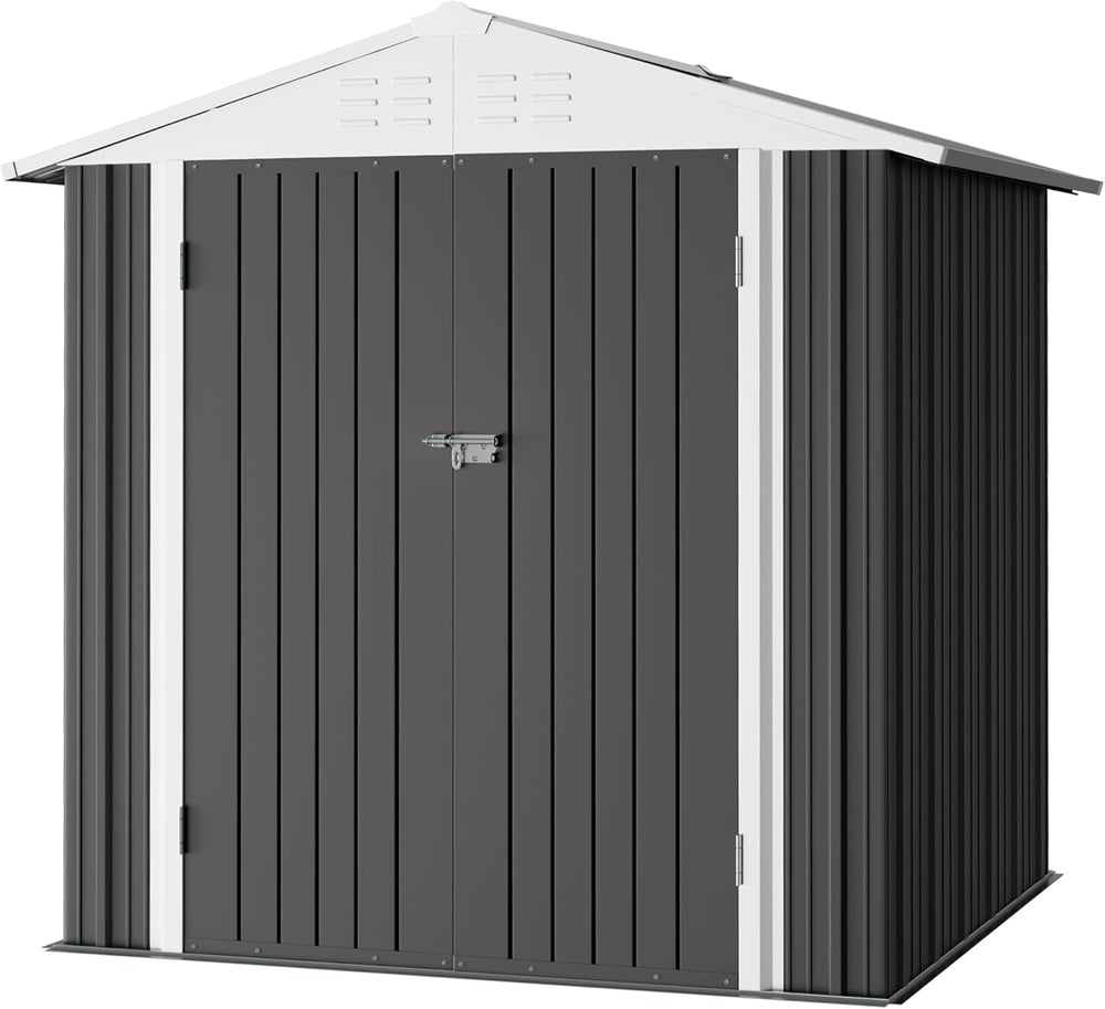 Furniwell 6x4 FT Outdoor Storage Shed, Metal Garden Sheds Outdoor Storage Hou...