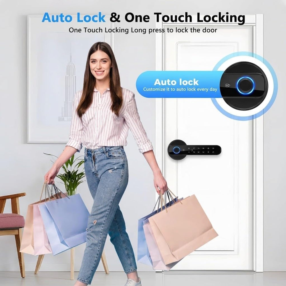HEI LIANG Fingerprint Door Lock with Keypad & App Control, Matte Black