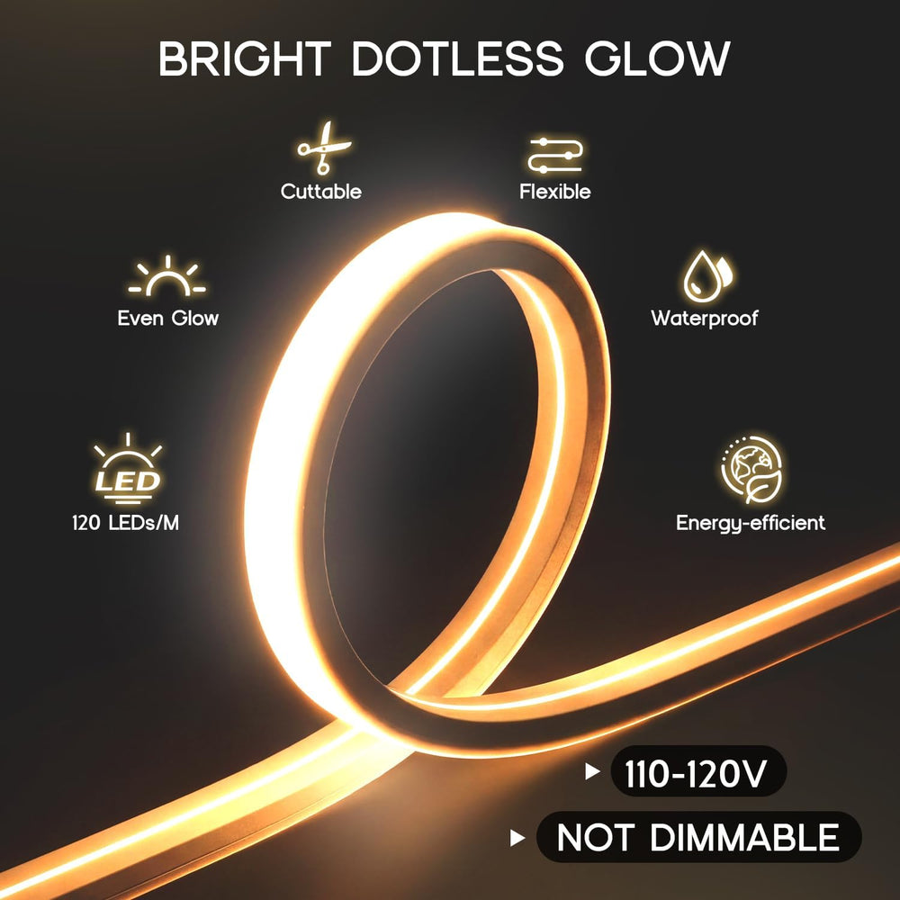 VOEWT LED Strip Lights Neutral White 4000K, 32.8ft 110-120V Neon Rope Lights