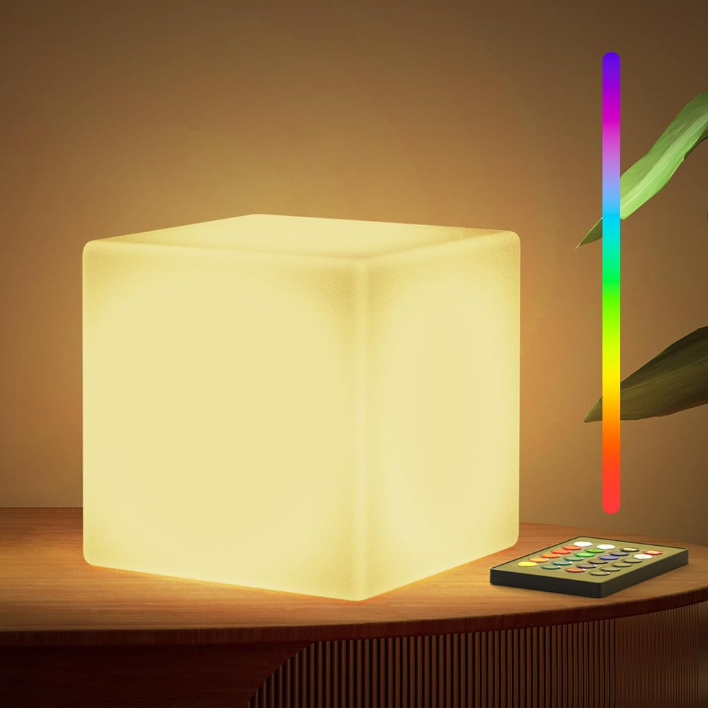 LOFTEK 7-inch LED Cube Night Lights: Rechargeable RGB 16 Colors Changing Light