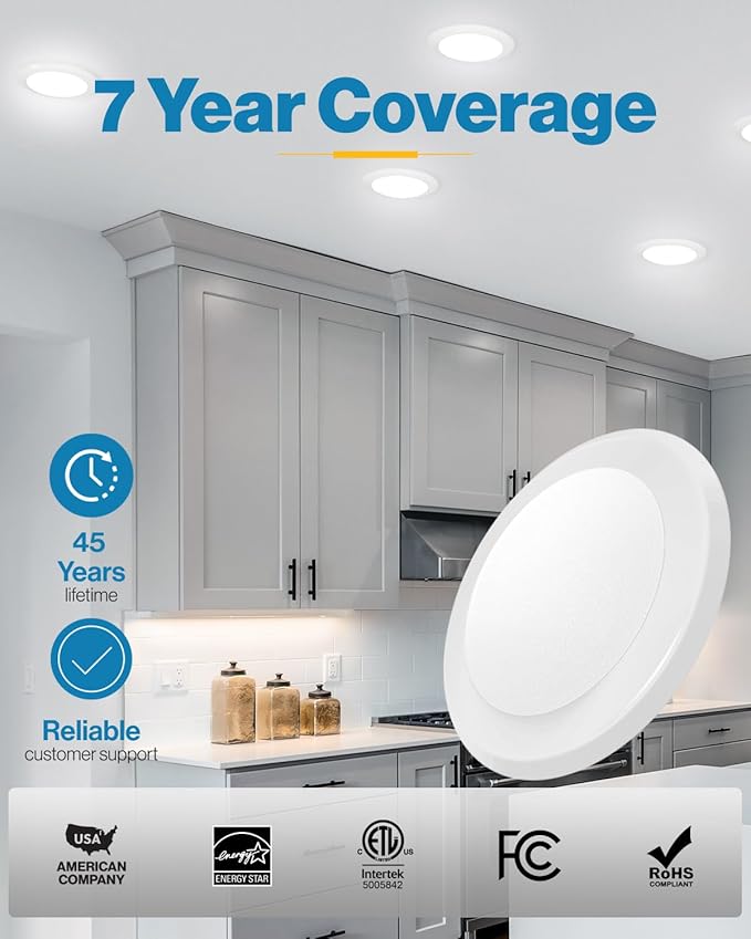 Sunco 48 Pack LED Disc Lights Ceiling 6 Inch, Flush Mount Disk Light, Recessed