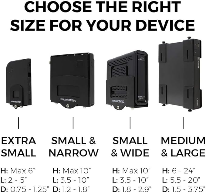 HumanCentric Adjustable Device Wall Mount, Cable Box and Modem Bracket