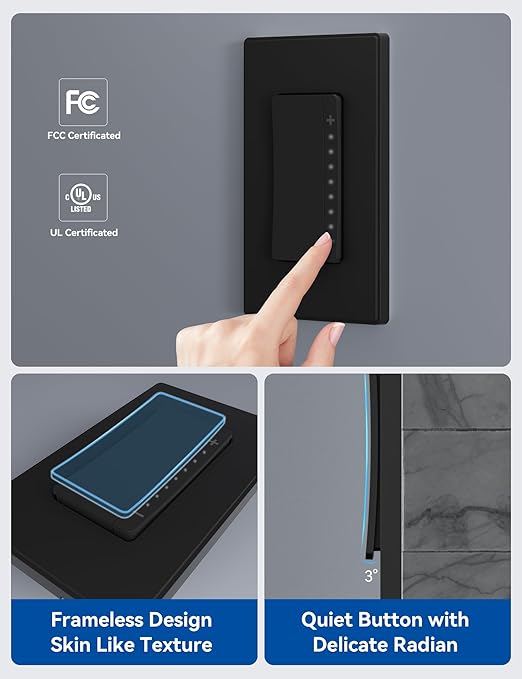 ELEGRP Smart Dimmer Light Switch DPR10, 2.4GHz Wi-Fi Dimmer Switch Compatible...