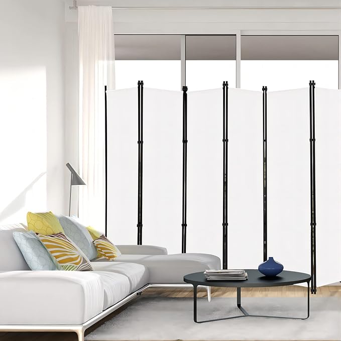MAYOLIAH 6 Panel Folding Privacy Screen 9ft Wide, 6ft Tall Partition Room