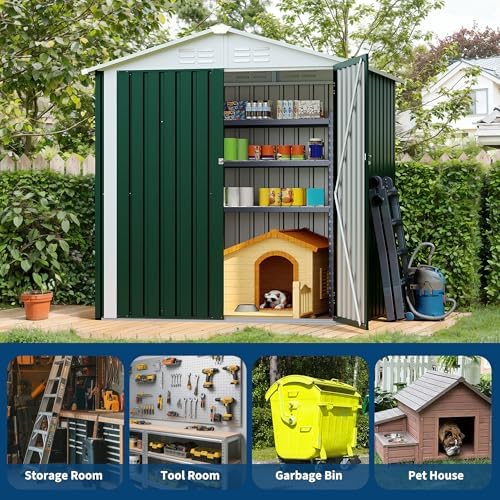 Garvee 6x4 FT Storage Shed – 130 Cu Ft, Sloped Roof, Weatherproof