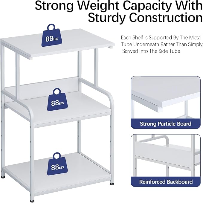 Arbuxzuy Printer Stand with Storage Shelf, 3 Tier Printer Cart with Wheels