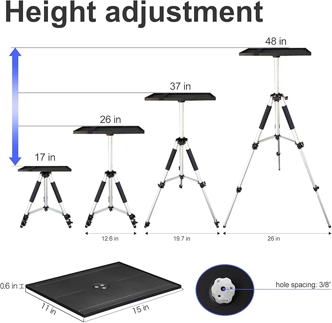 SKERELL Projector Stand Tripod Adjustable: Universal Laptop Standing Height