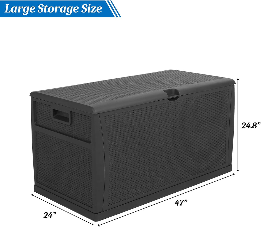 VINGLI Upgraded 120 Gallon Outdoor Storage Box, Lockable Plastic Storage Cont...