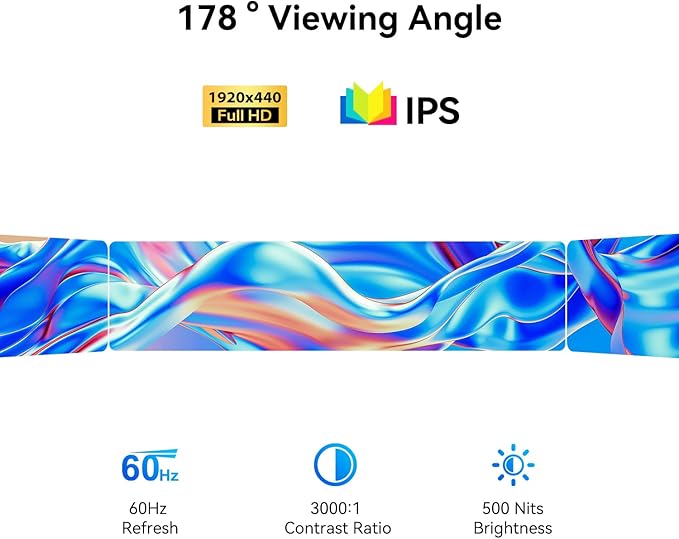 AISHICHEN 11.26" Mini Monitor FHD 1920x440 Small Wide Monitor