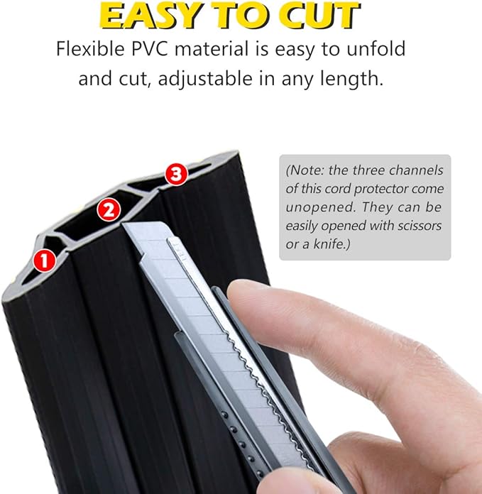 20Ft Cord Covers for Wires on Floor, 3-Channel Floor Cord Cover