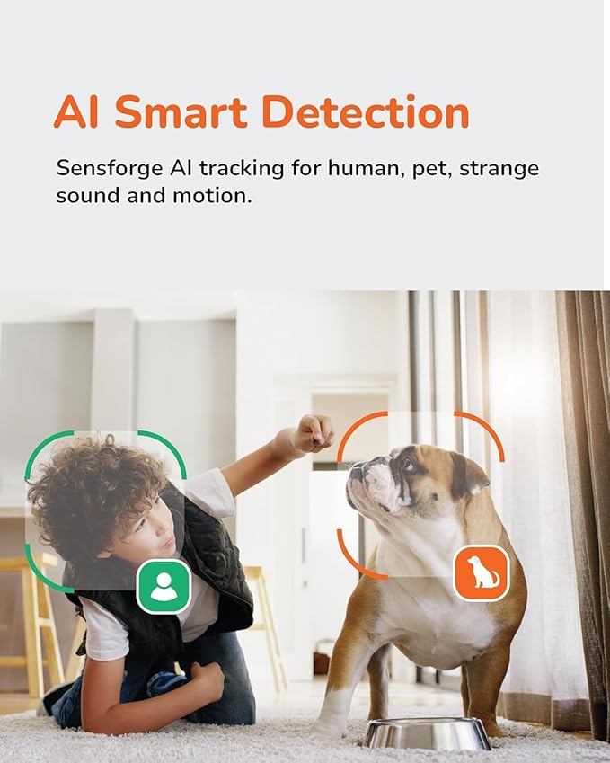 Sensforge 2.5K White Indoor Pan-Tilt Dome Security Camera, AI Human & Pet...