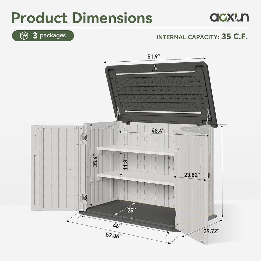 Aoxun Outdoor Storage Shed, 35 Cu.Ft Vertical Storage Sheds, White