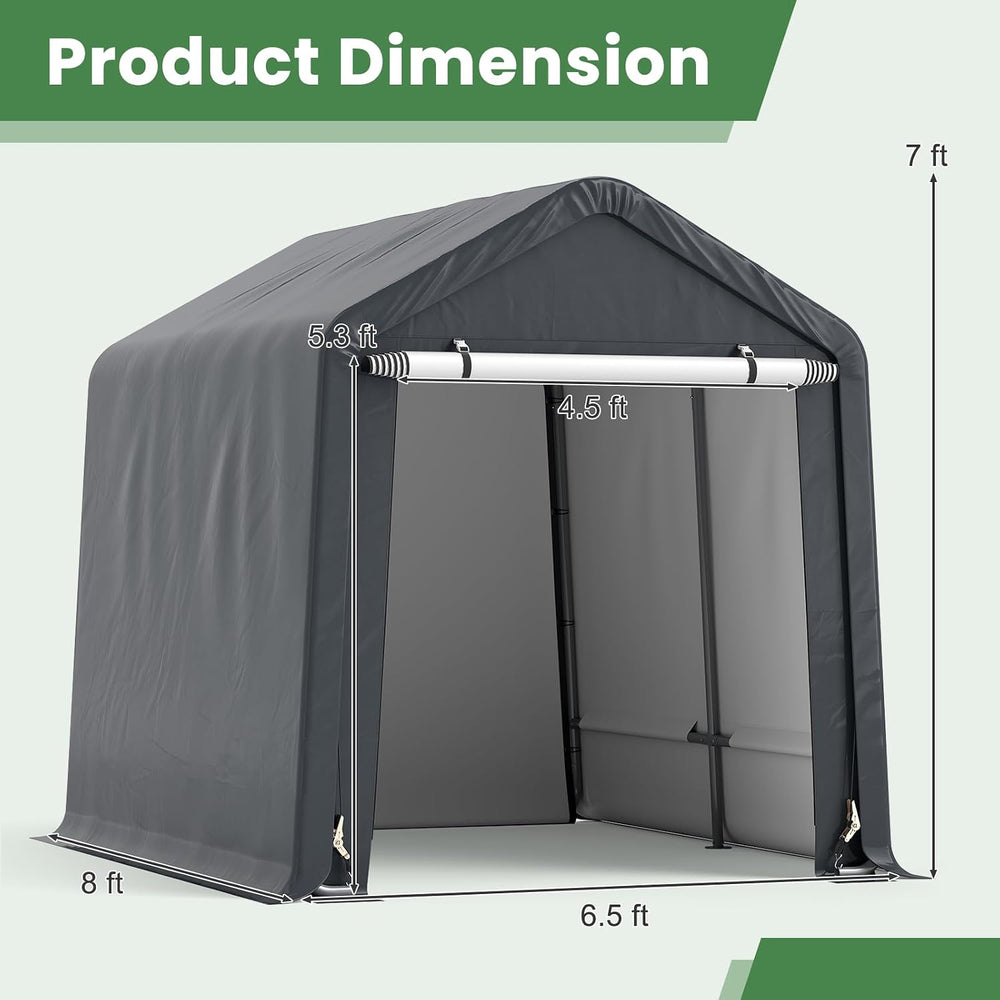 Tangkula 8x6.5Ft Portable Shed, Outdoor Storage Shelter with Waterproof Cover...