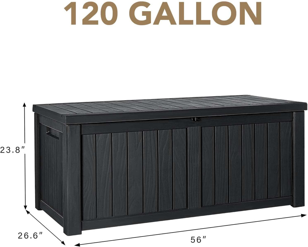 Devoko 120 Gallon Resin Deck Box Waterproof Indoor Outdoor Storage Box Lockab...