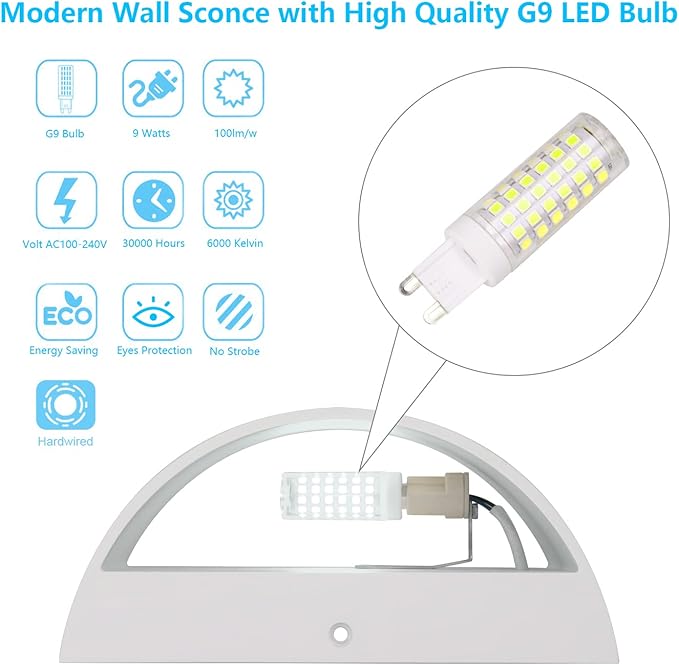 Aipsun Indoor Aluminum Modern LED Wall Sconce Hardwired Interior Wall Lights ...
