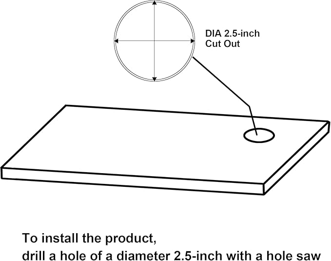 2.5 inch Hole Pop up Outlet for Countertop, 20W USB C, 4 USB Ports, 4 Outlets
