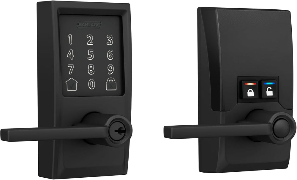 Schlage Encode Smart WiFi Lock, Lever Handle, Century Trim, Matte Black