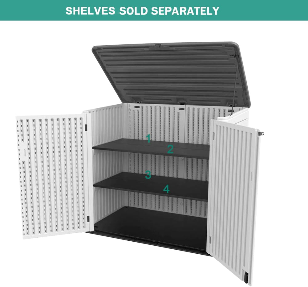 KINYING Horizontal Outdoor Storage Shed,47 Cu.ft Resin Outdoor Storage Cabine...