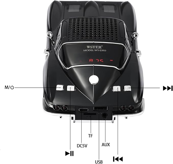 WSTER Retro American Style car Bluetooth Speaker, Portable Wireless Outdoor