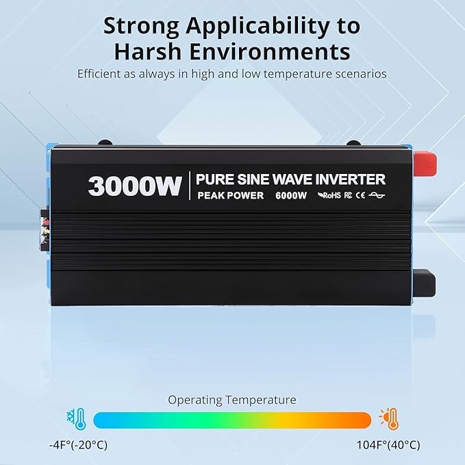 3000W Pure Sine Wave Inverter 1 USB Port 5v/2.1a, LCD Display&Remote Cont...