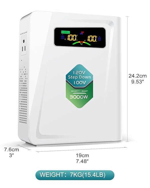 ZHENGXI Step Down Transformer 120v to 100v Voltage Converter 3000W, No Noise